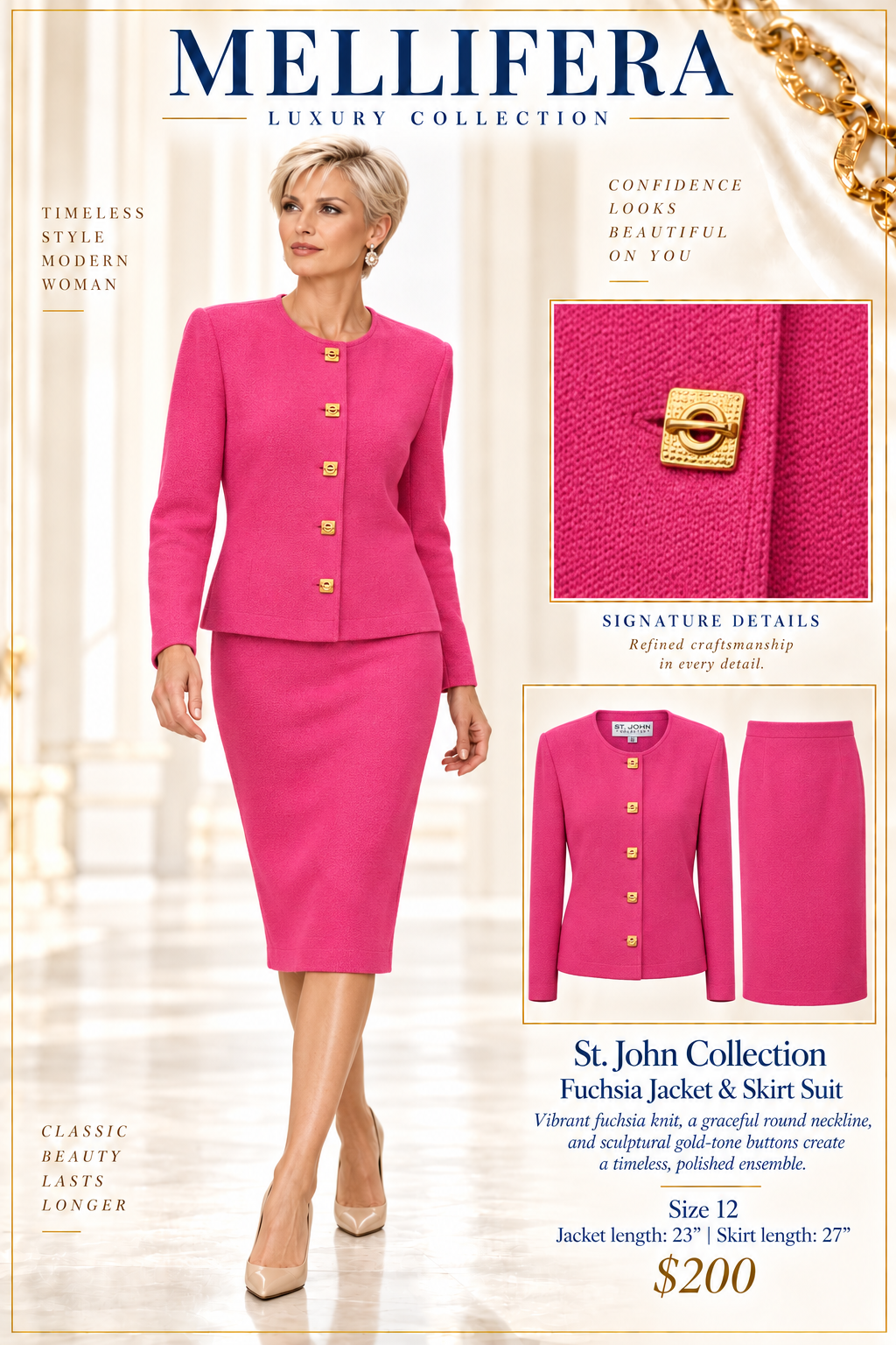 Fuchsia Jacket & Skirt Suit
